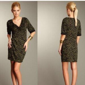 Trina Turk Mandy Cowl Neck Dress Animal Print Silk Trim Size 2